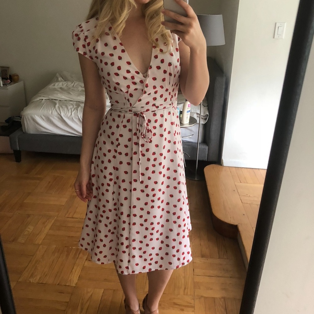 Strawberry Print Wrap Dress